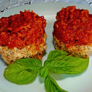 Turkey Veggie Meatloaf Muffins with Marinara Sauce