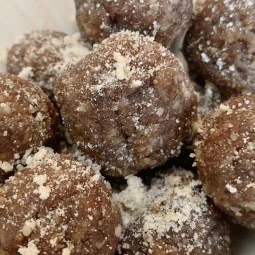 Yummy gingerbread balls with a light dusting of ground almonds.