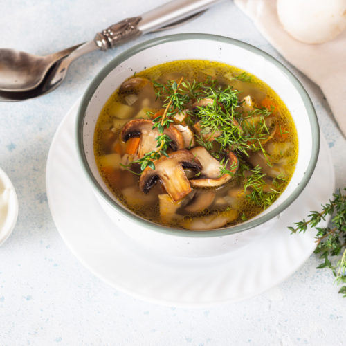 Homemade Chicken and mushroom soup