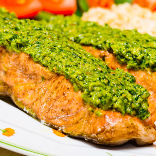 Salmon with pesto