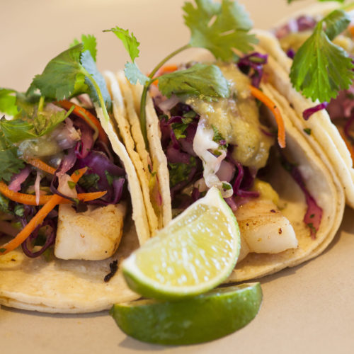 white fish tacos with a Thai flare