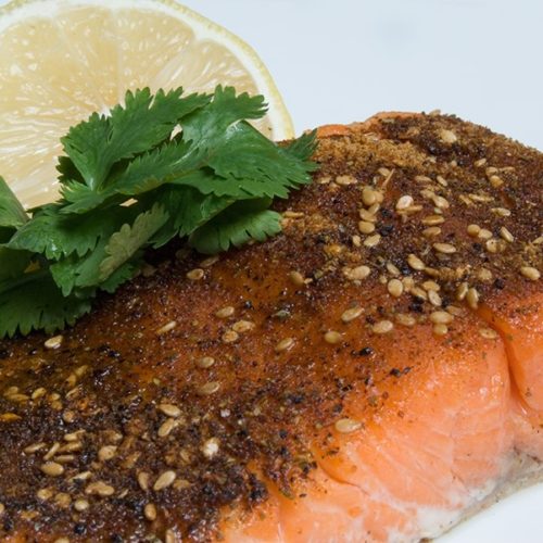 Baked Cajun Salmon fillet with lemon