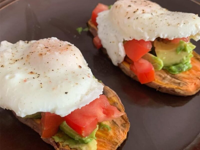 Sweet Potato Avocado Toast with Poached Eggs